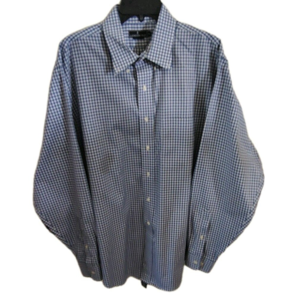 Lanesboro Men's Shirt Size XL Button Up Long Sleeve Blue Cotton 17.5 36/37